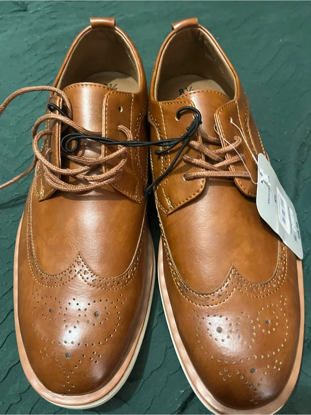 Men's Tan Wingtip Dress Shoes - Classic Lace-Up